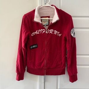 Cali1850 California Sweatshirt Patchwork Sherpa Zipper Retro Nostalgia Playful